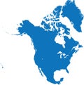 BLUE CMYK color map of NORTH AMERICA