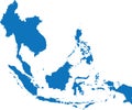 BLUE CMYK color map of SOUTHEAST ASIA
