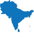 BLUE CMYK color map of SOUTH ASIA