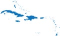BLUE CMYK color map of CARIBBEAN ISLANDS