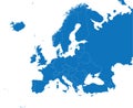 BLUE CMYK color map of EUROPE (with country borders)