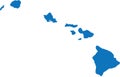 BLUE CMYK color map of HAWAII, USA