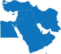 BLUE CMYK color map of MIDDLE EAST (with country borders)