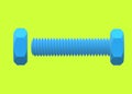 A blue coated Polytetrafluoroethylene PTFE is a synthetic fluoropolymer of tetrafluoroethylene bolt and nut Royalty Free Stock Photo