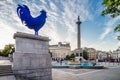 The blue of Trafalgar Square and National Gallery in London