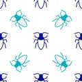 Blue Cockroach icon isolated seamless pattern on white background. Vector Royalty Free Stock Photo