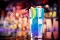 Blue cocktail on the bar Royalty Free Stock Photo