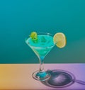 Cool blue cocktail with ice. Royalty Free Stock Photo