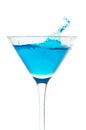 Blue Cocktail Glass With Splash Motion Royalty Free Stock Photo