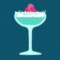 Blue cocktail with raspberries and cream. Milkshake. Alcohol drink in margarita glass Royalty Free Stock Photo