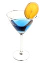 Blue cocktail with slice of orange Royalty Free Stock Photo