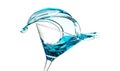 Blue cocktail splash in martini crystal glass Royalty Free Stock Photo