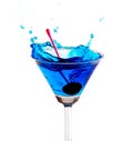 Blue cocktail splashing