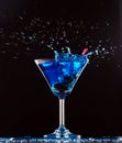 Blue cocktail splashing