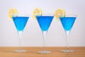 Blue cocktails and lemon slice Royalty Free Stock Photo