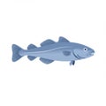 Blue Cod Fish Illustration on White Background Royalty Free Stock Photo