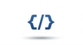 Blue code brackets with a forward slash inside, resembling HTML or programming Royalty Free Stock Photo