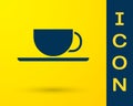 Blue Coffee cup icon isolated on yellow background. Tea cup. Hot drink coffee. Vector Illustration Royalty Free Stock Photo