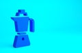 Blue Coffee maker moca pot icon isolated on blue background. Minimalism concept. 3d illustration 3D render Royalty Free Stock Photo