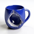 Eye-catching Blue Mug With Fluid Landscape Design Royalty Free Stock Photo