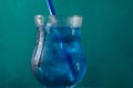 Blue lagoon cocktail with blue curacao liqueur, vodka, lemon juice and soda, Royalty Free Stock Photo