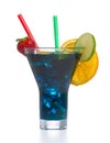 Blue cold cocktail with ice Royalty Free Stock Photo