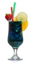 Blue cold coctail with ice isolated Royalty Free Stock Photo