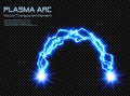 Blue Cold Plasma Energy Arc - Transparent Vector Electric Discharge Voltaic Arc Royalty Free Stock Photo