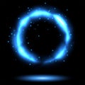 Blue Cold Plasma Ring - Vector Nonthermal Flame Plasm Annulus with Scintillas Royalty Free Stock Photo
