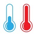 Blue cold and Red hot thermometer set, vector illustration