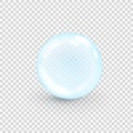 Blue collagen bubble isolated on transparent background. Realistic water serum droplet. Vector illustration of glass surface ball Royalty Free Stock Photo