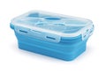 Blue collapsible silicone lunch box Royalty Free Stock Photo