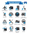 Blue Collar Job - Black And Blue Flat Icons