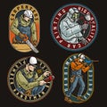 Blue-collar worker colorful emblems collection Royalty Free Stock Photo