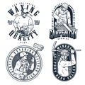 Blue-collar workers monochrome badges set