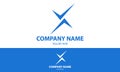 Blue Color Abstract Initial Letter X Arrow Compass Logo Design Royalty Free Stock Photo