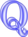 Blue color alphabet q with 3d effect isolated on white surface , computer generated design