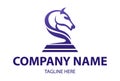 Blue Color Animal Horse Chess Logo Design