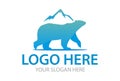 Blue Color Bear and Mountain Logo Design