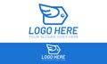 Blue Color Cartoon Line Art Abstract Price Tag Bird Logo Design Royalty Free Stock Photo