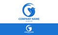 Blue Color Creative Simple Cute Bird Circle Logo Design Royalty Free Stock Photo