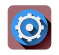 blue color 3d setting icon with shadow