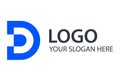 Blue Color Digital Initial Letter Double D Logo Design