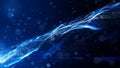 Blue color digital particles wave flow cyberspace abstract motion technology background concept Royalty Free Stock Photo