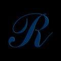 Blue color embossed 3 d illustration LETTER R , alphabet , isolated design element