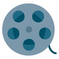 Blue-colored film reel vector or color illustration