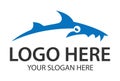 Blue Color Fish Shark Fishing Hunt Logo Design