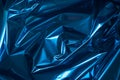 Blue folded metallic foil abstract bacgkground