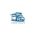 Blue color food truck vector illustration. Royalty Free Stock Photo