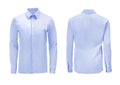 Blue color formal shirt with button down collar isolated on whit Royalty Free Stock Photo